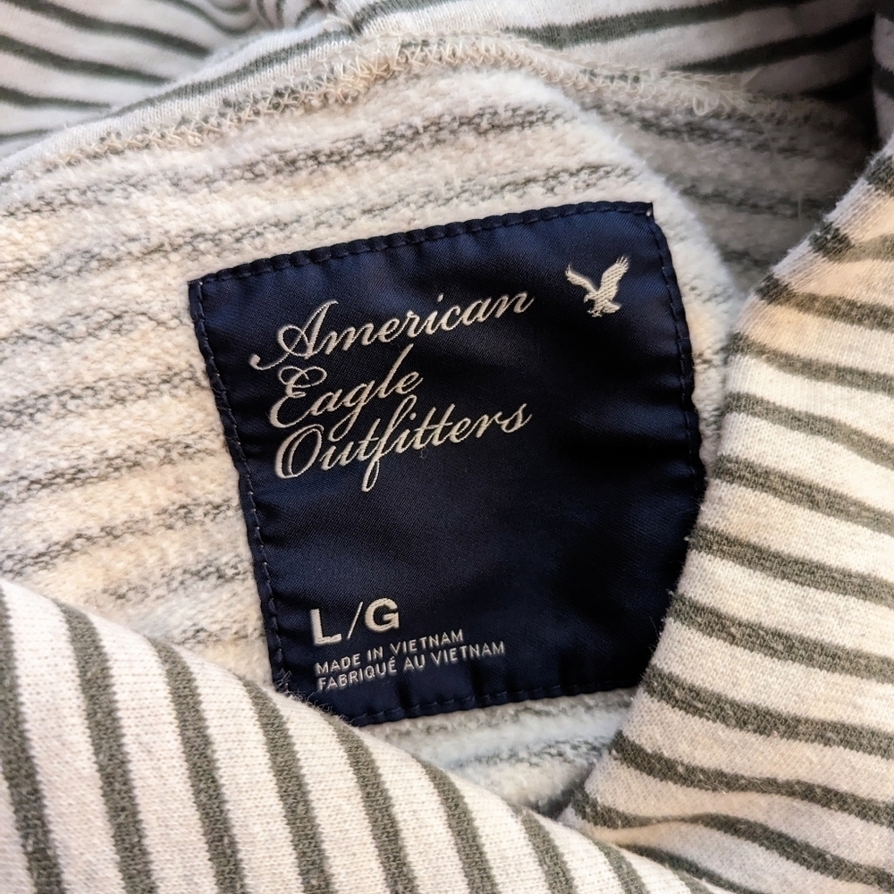 American Eagle Outfitters Olive Green Striped Hoodie ❇️ - Picture 4 of 6